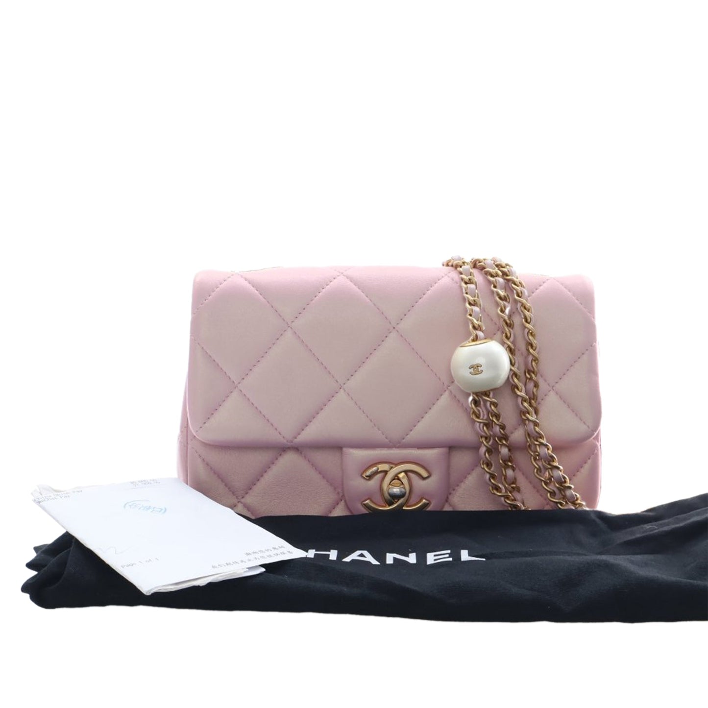 Chanel Mini Quilted  Iridescent Lambskin Pearly Flap