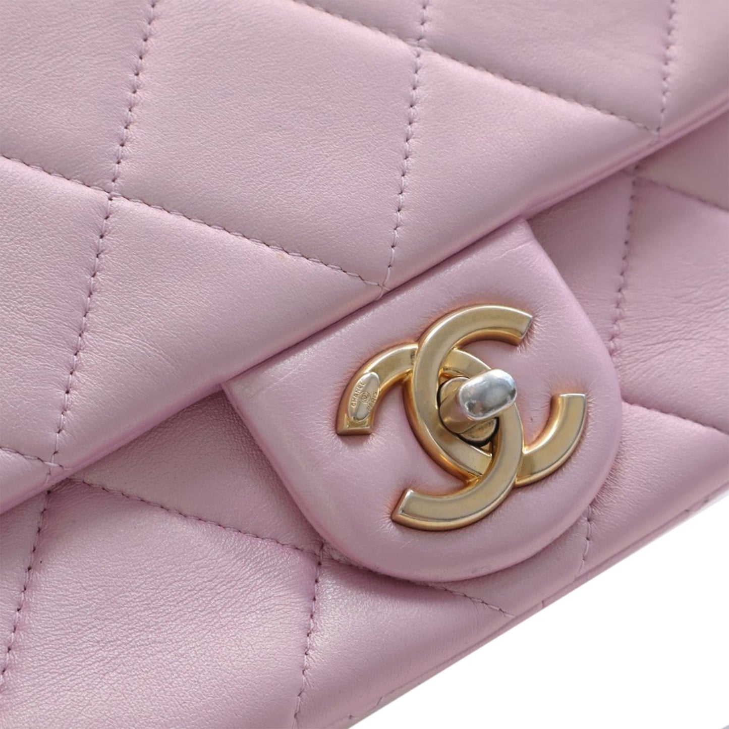 Chanel Mini Quilted  Iridescent Lambskin Pearly Flap