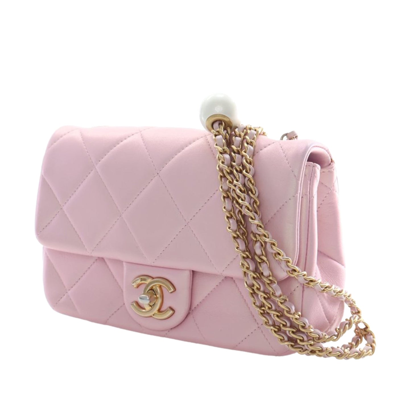 Chanel Mini Quilted  Iridescent Lambskin Pearly Flap