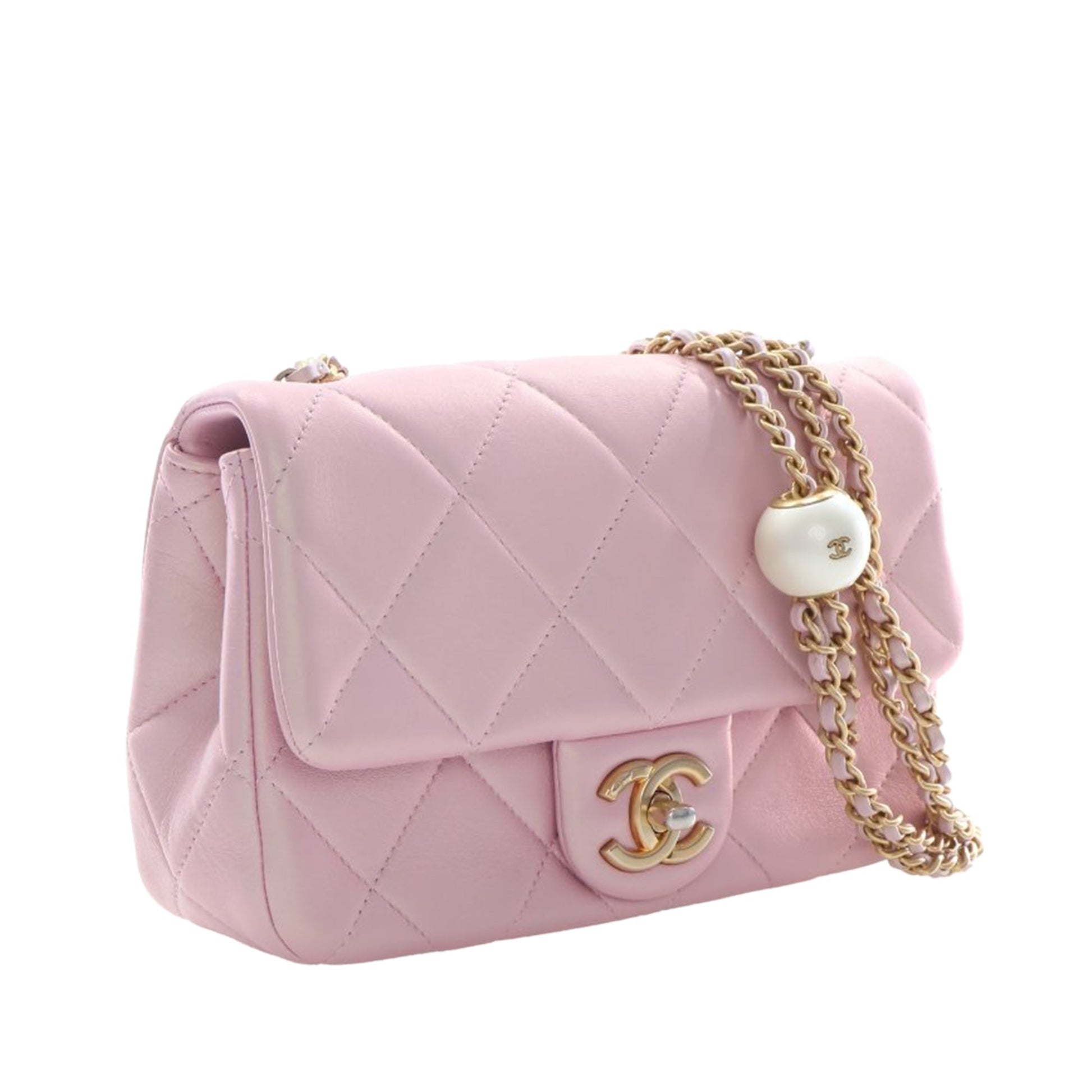 Chanel Mini Quilted  Iridescent Lambskin Pearly Flap