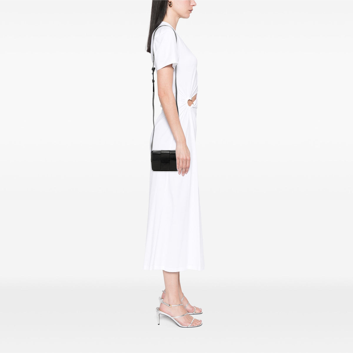 Bottega Veneta Candy Paper Calfskin Intrecciato Cassette Crossbody — Black