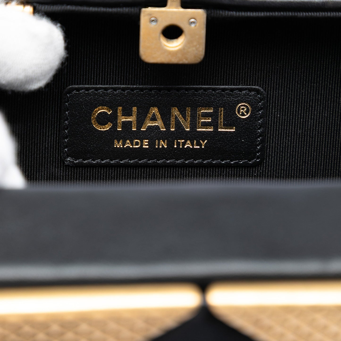 Chanel CC Lambskin and Metal Square Clutch with Chain