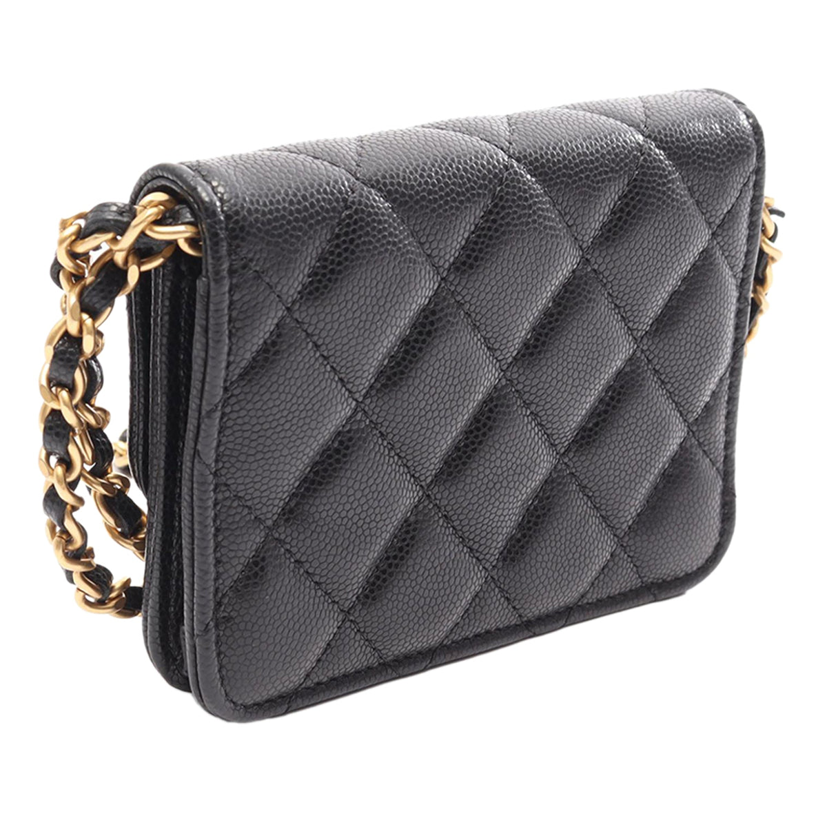 Chanel Quilted Caviar Twist Your Buttons Coin Purse With Chain