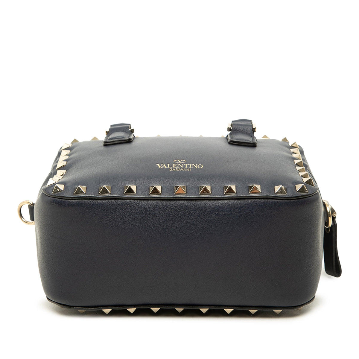 Valentino Leather Rockstud Top Handle Bag — Black