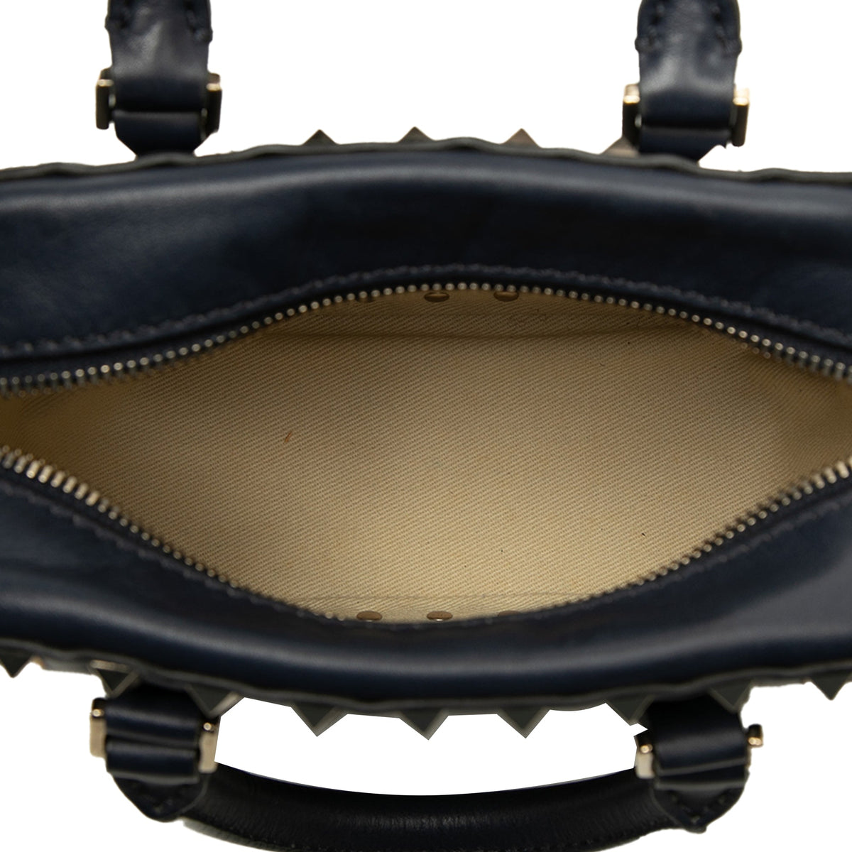 Valentino Leather Rockstud Top Handle Bag — Black