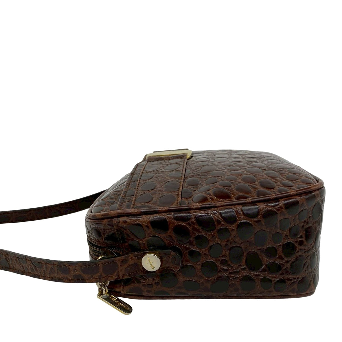 Ferragamo Croc Embossed Vara Crossbody