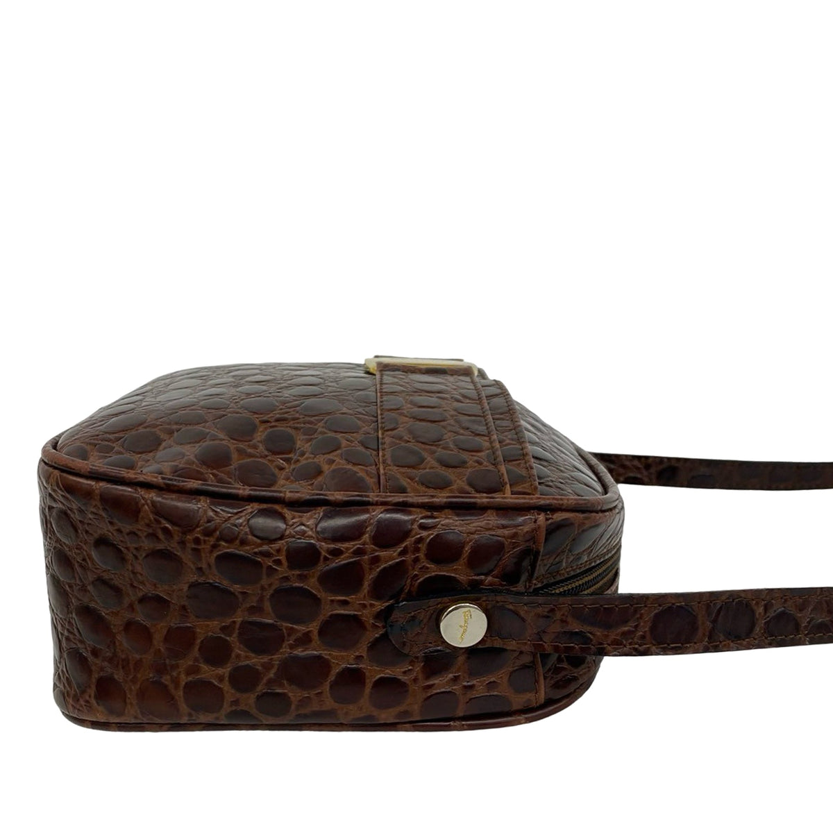 Ferragamo Croc Embossed Vara Crossbody