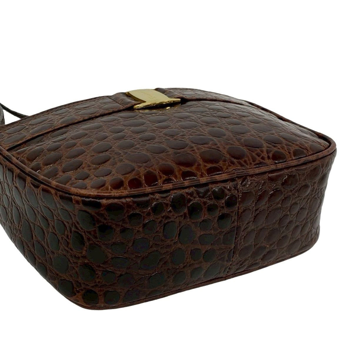 Ferragamo Croc Embossed Vara Crossbody
