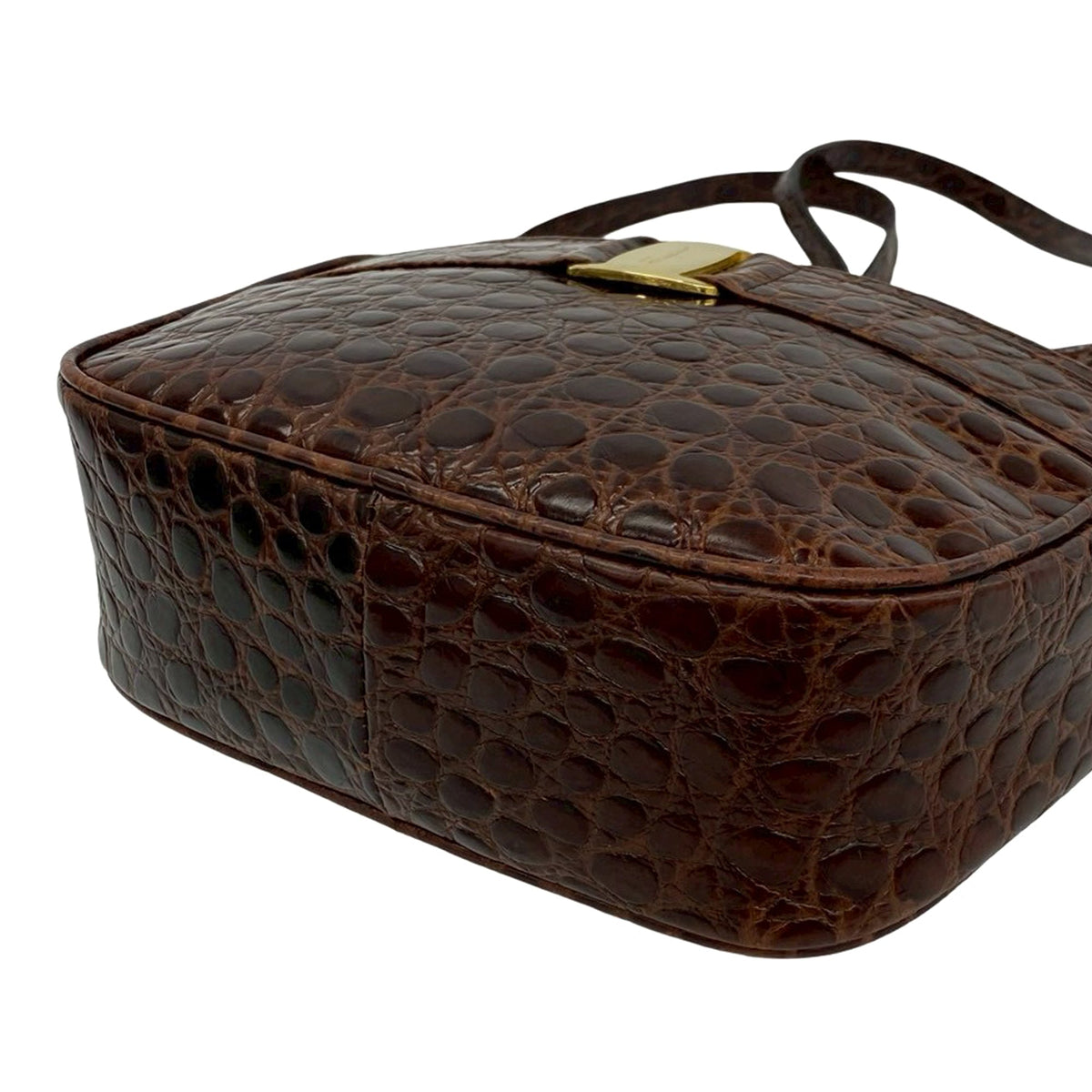 Ferragamo Croc Embossed Vara Crossbody