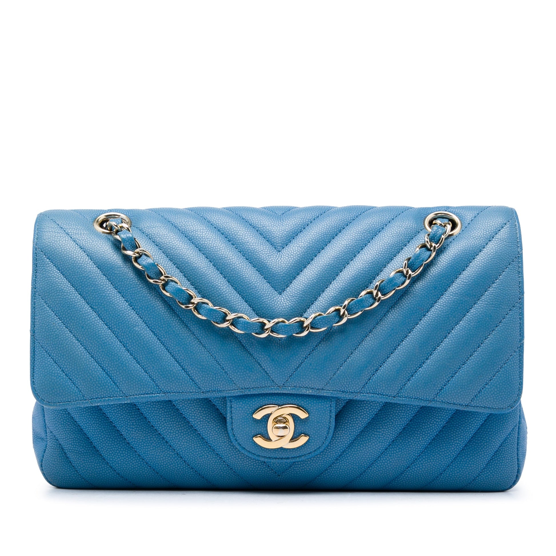 Chanel Medium Classic Chevron Caviar Double Flap