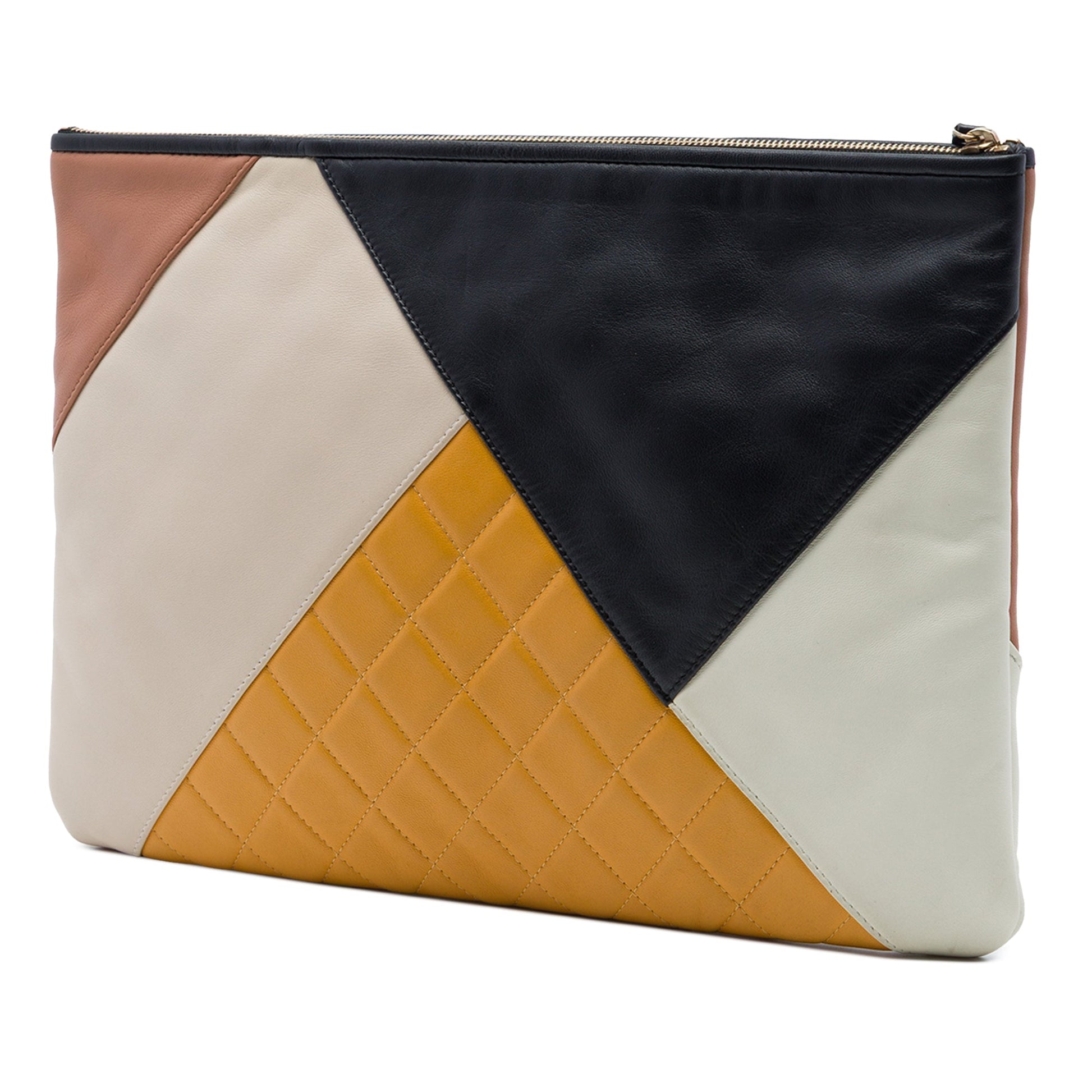 Chanel Large Quilted Lambskin Colorblock O Case