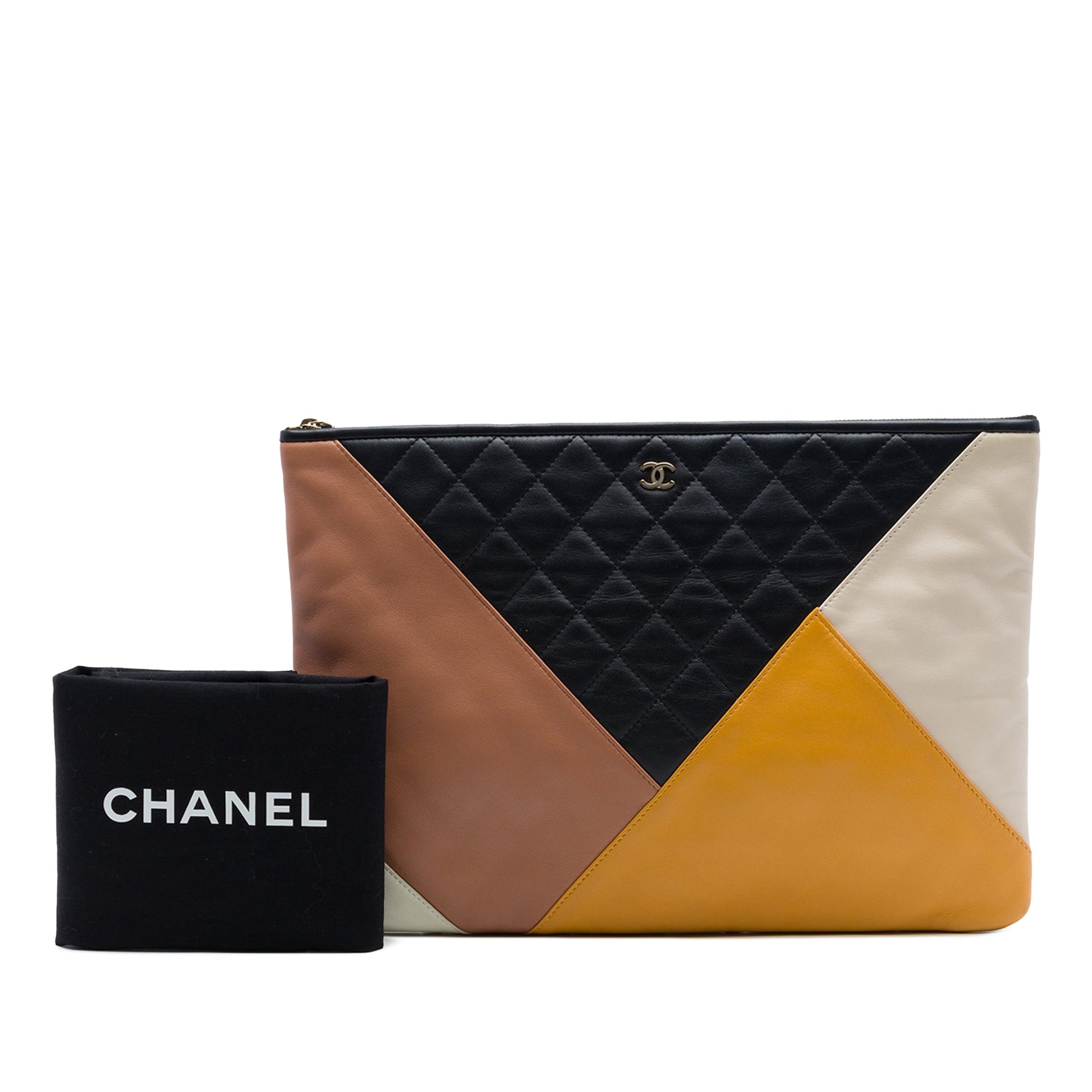 Chanel Large Quilted Lambskin Colorblock O Case