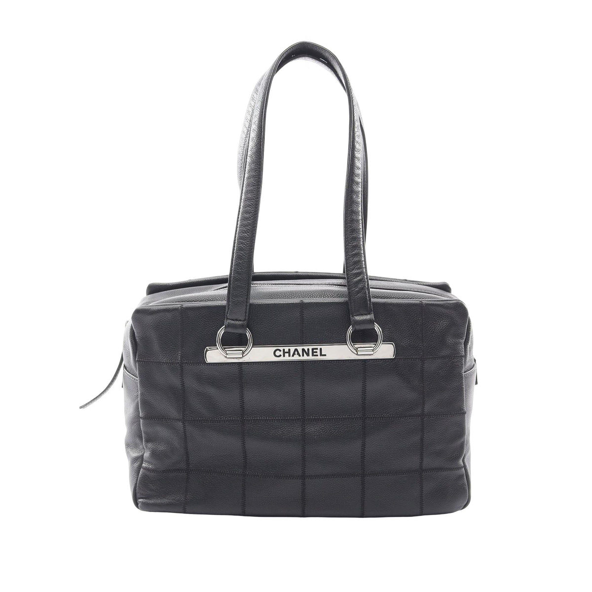Chanel Choco Bar Caviar East West Bowler Bag