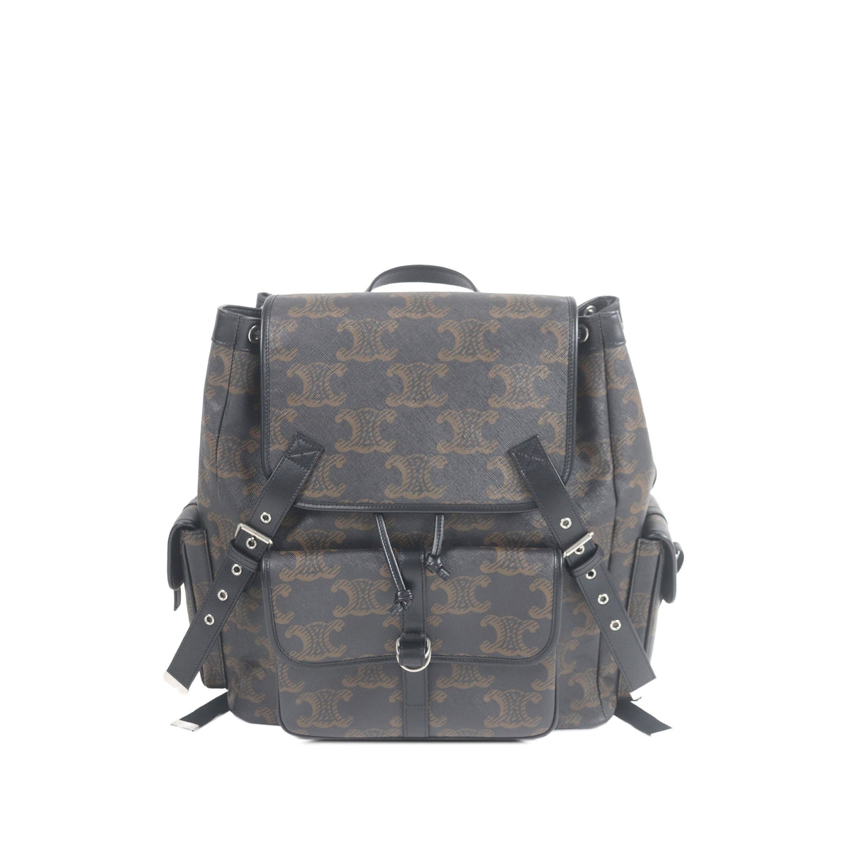 Celine Large Triomphe Coated Canvas Backpack — Brown