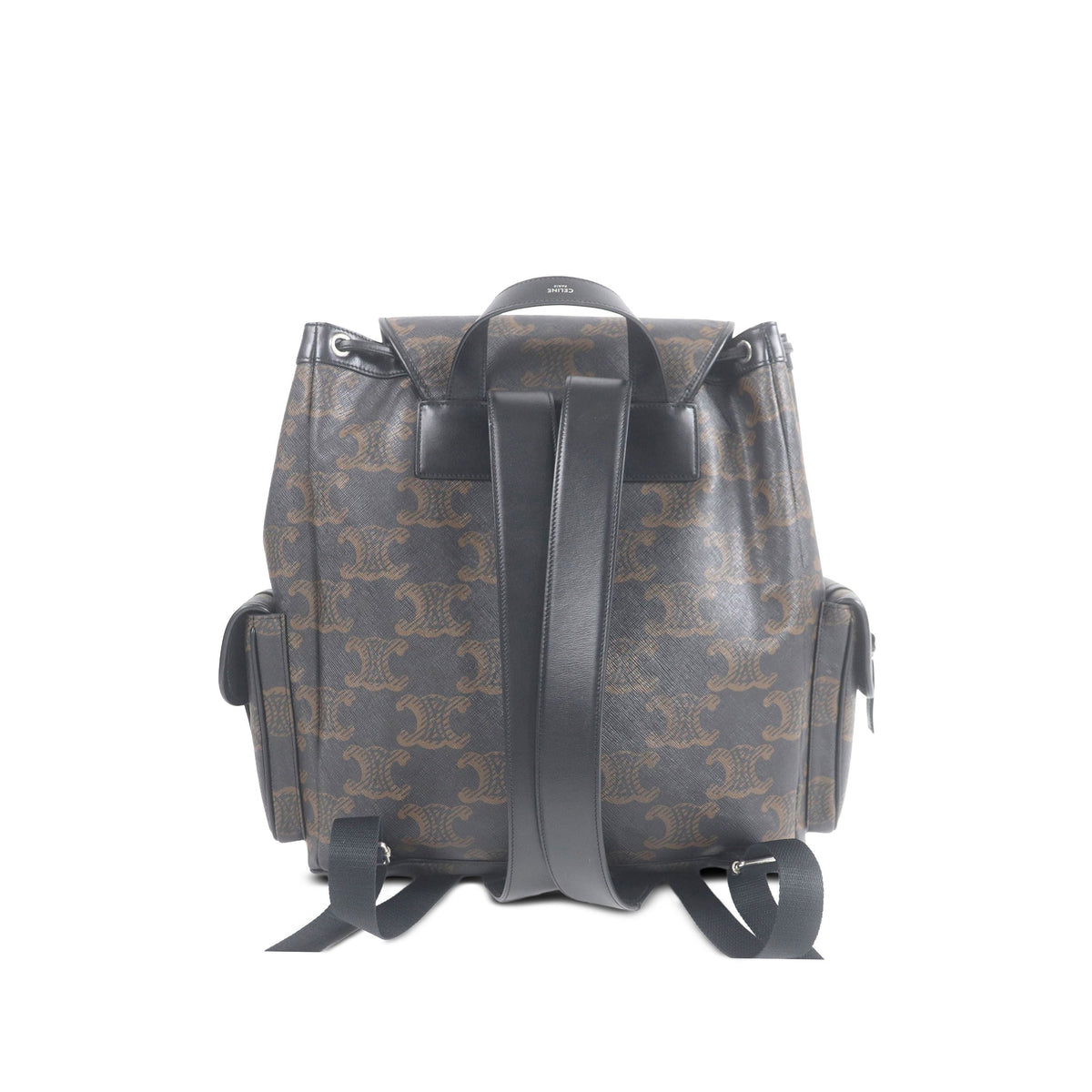 Celine Large Triomphe Coated Canvas Backpack — Brown