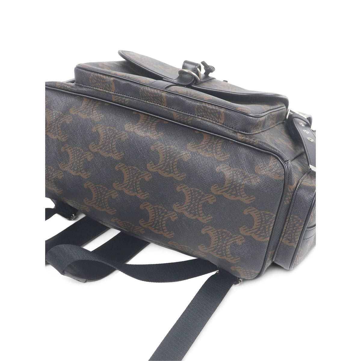Celine Large Triomphe Coated Canvas Backpack — Brown