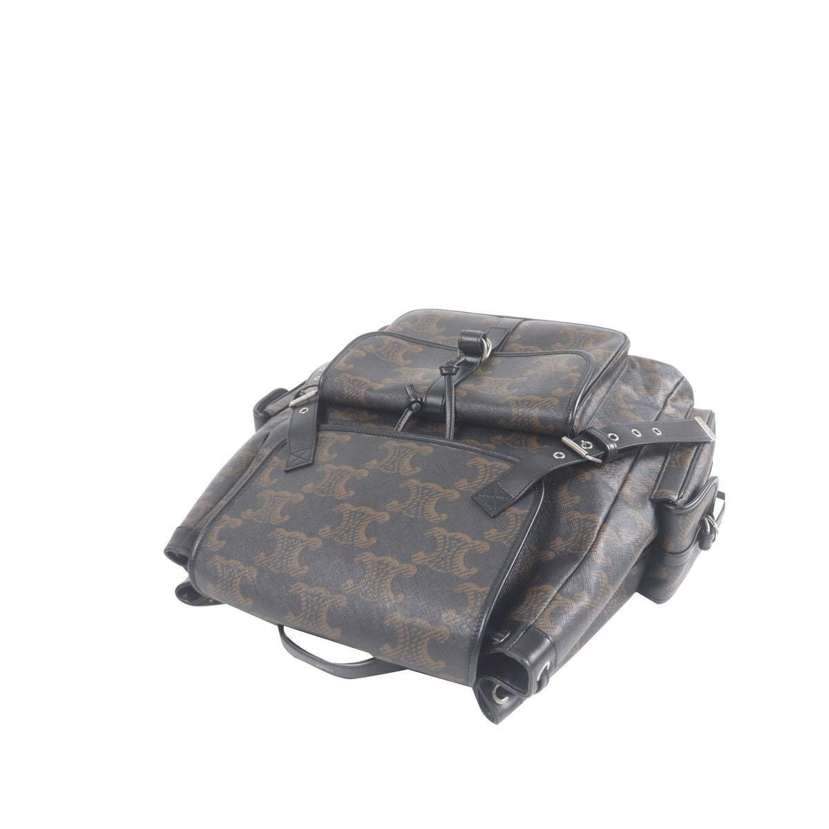 Celine Large Triomphe Coated Canvas Backpack — Brown
