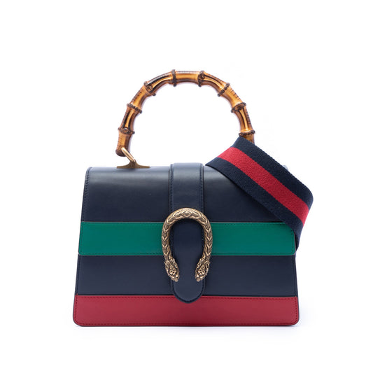 Gucci Medium Leather Bamboo Dionysus Web Satchel