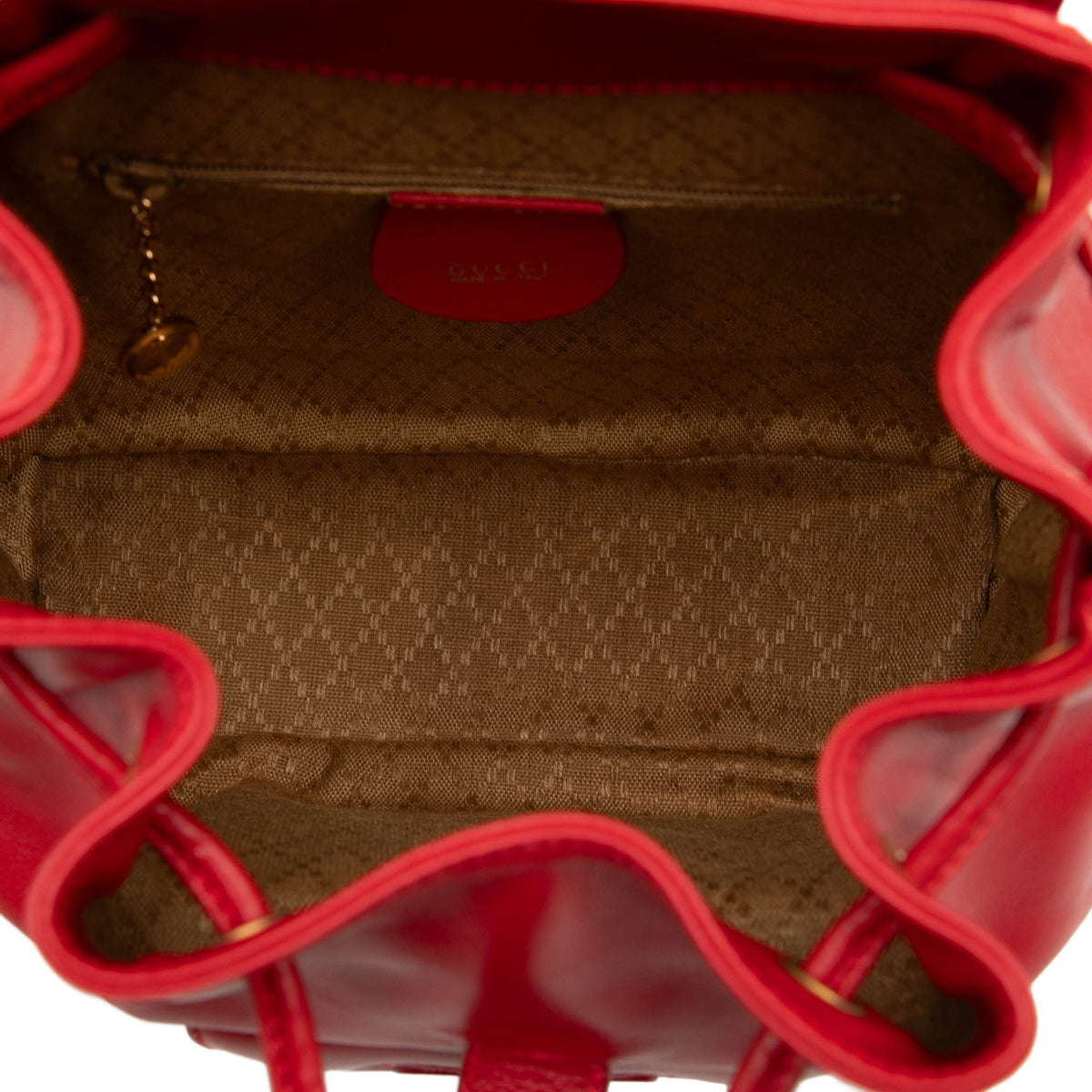 Gucci Calfskin Bamboo Drawstring Backpack — Red