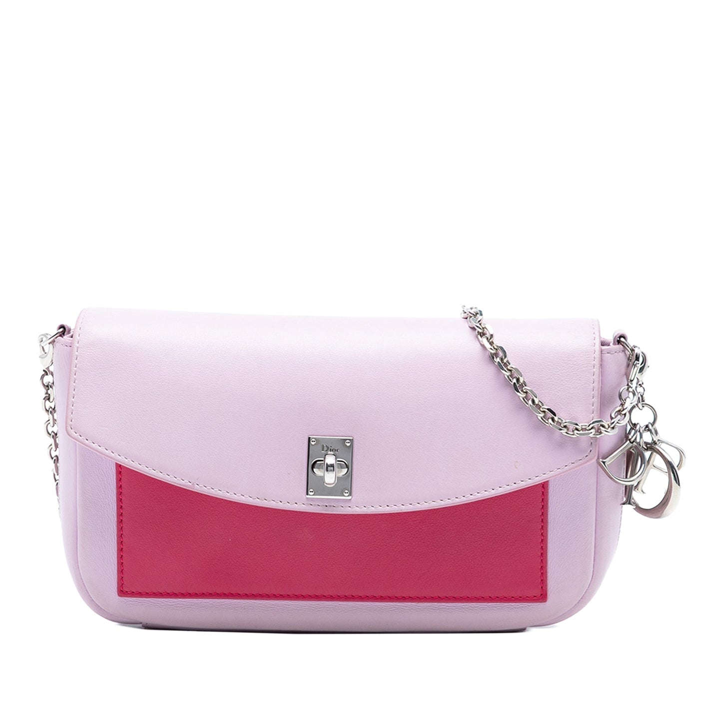 Dior Tricolor Leather Turn Lock Wallet on Chain
