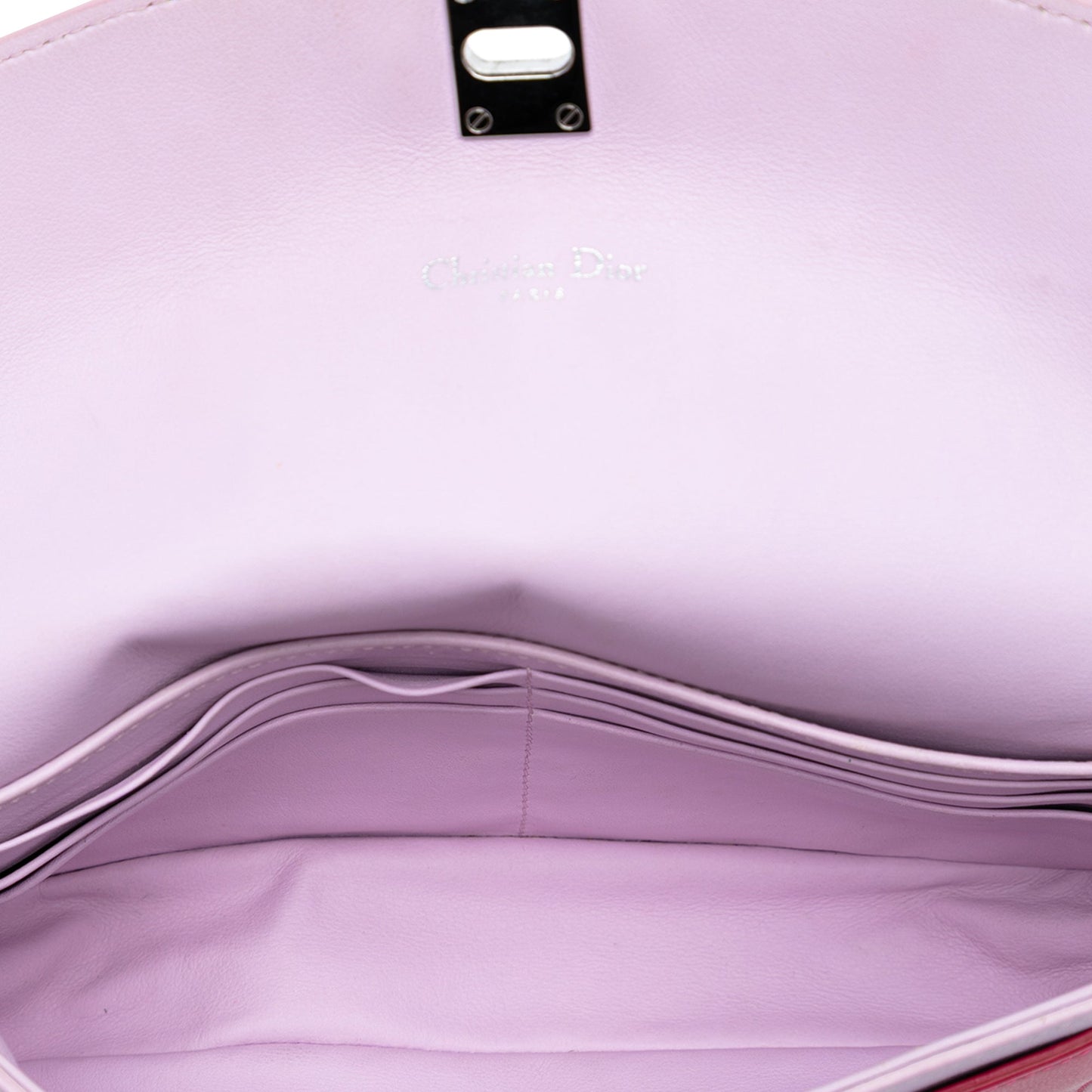 Dior Tricolor Leather Turn Lock Wallet on Chain