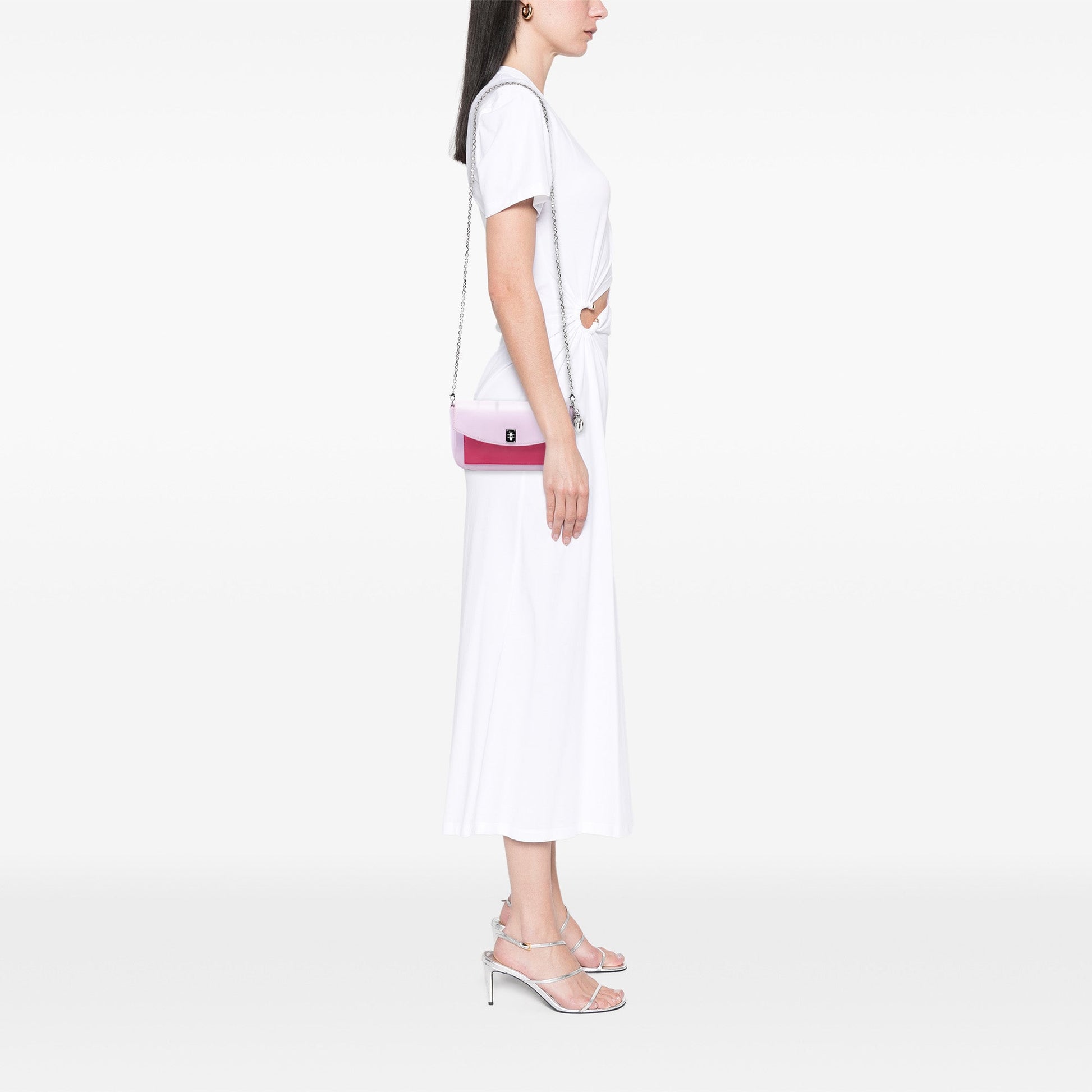 Dior Tricolor Leather Turn Lock Wallet on Chain