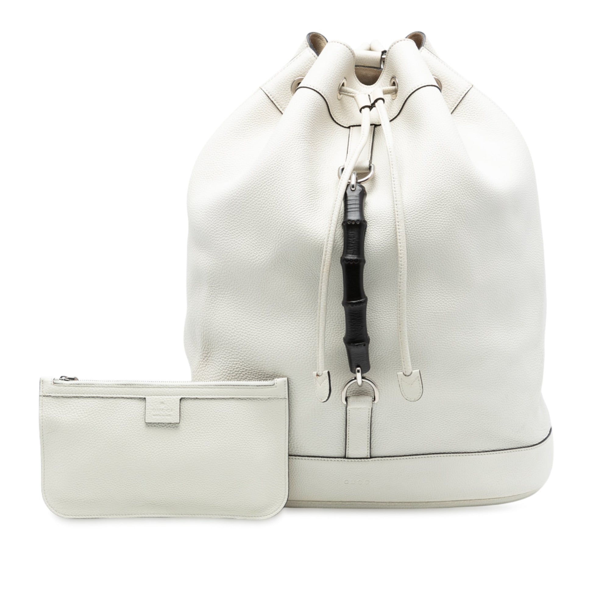 Gucci Leather Bamboo Drawstring Backpack