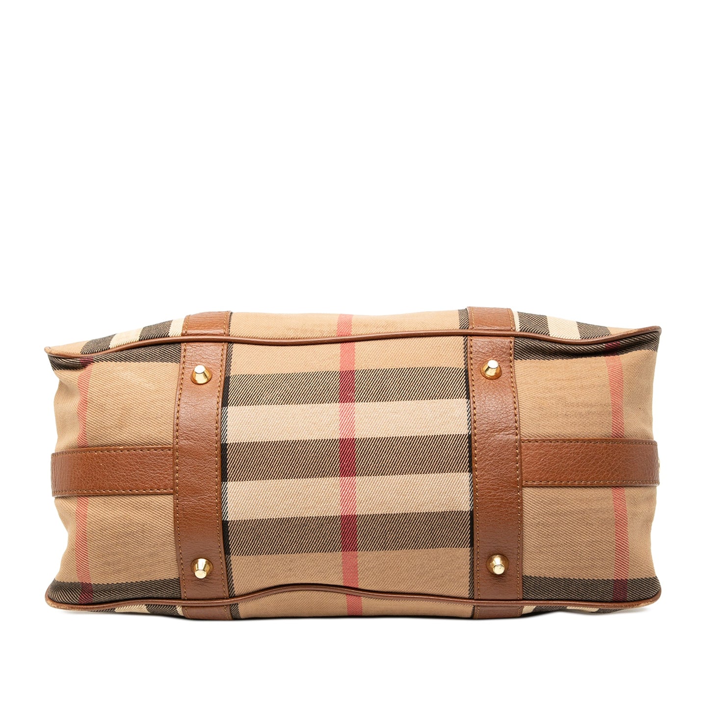 Burberry Leather Trimmed House Check Canvas Handbag