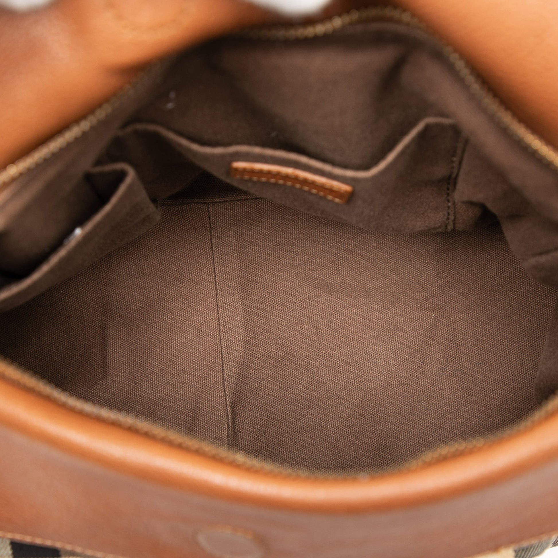 Burberry Leather Trimmed House Check Canvas Handbag