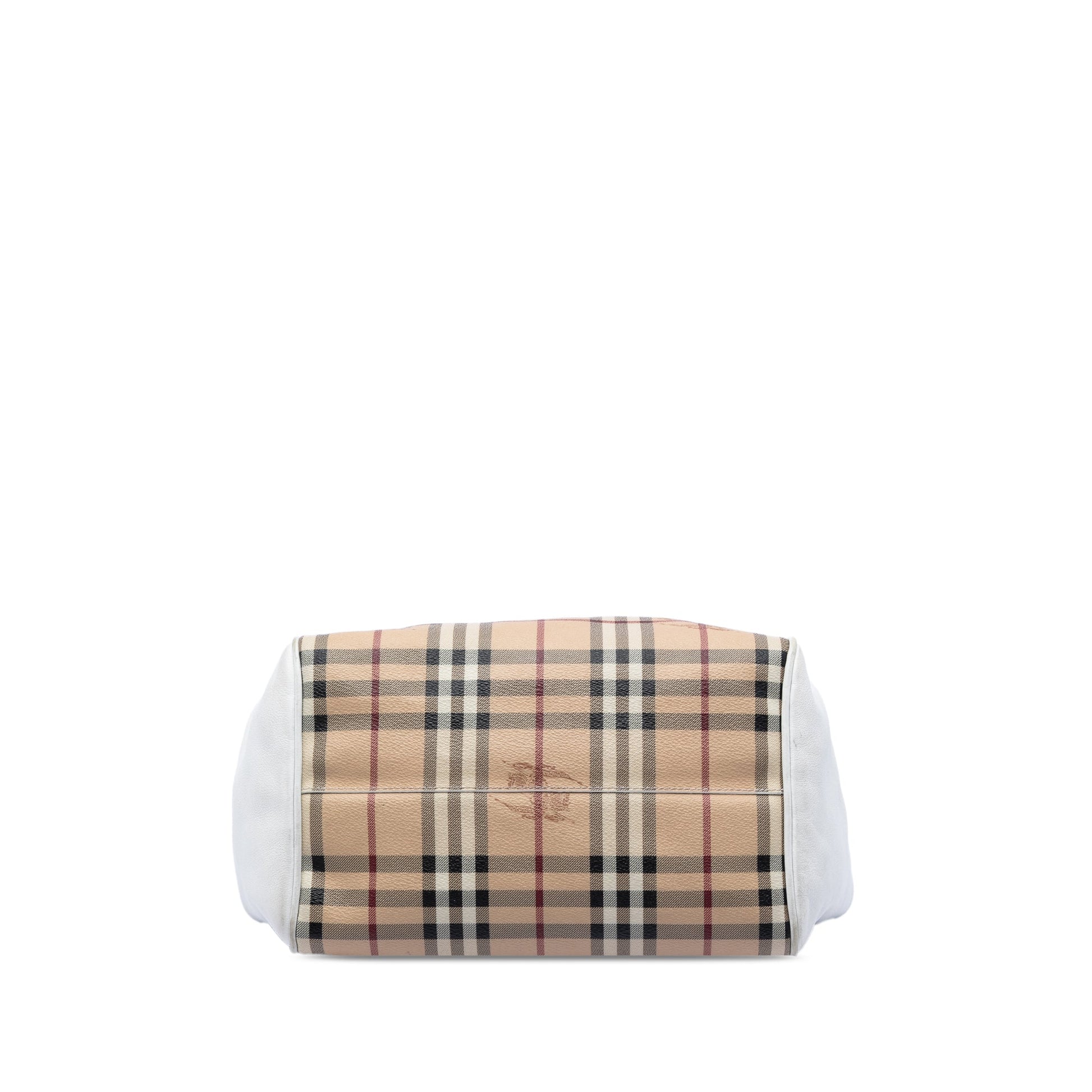 Burberry Small Leather Trimmed Haymarket Check Coated Canvas Canterbury Tote