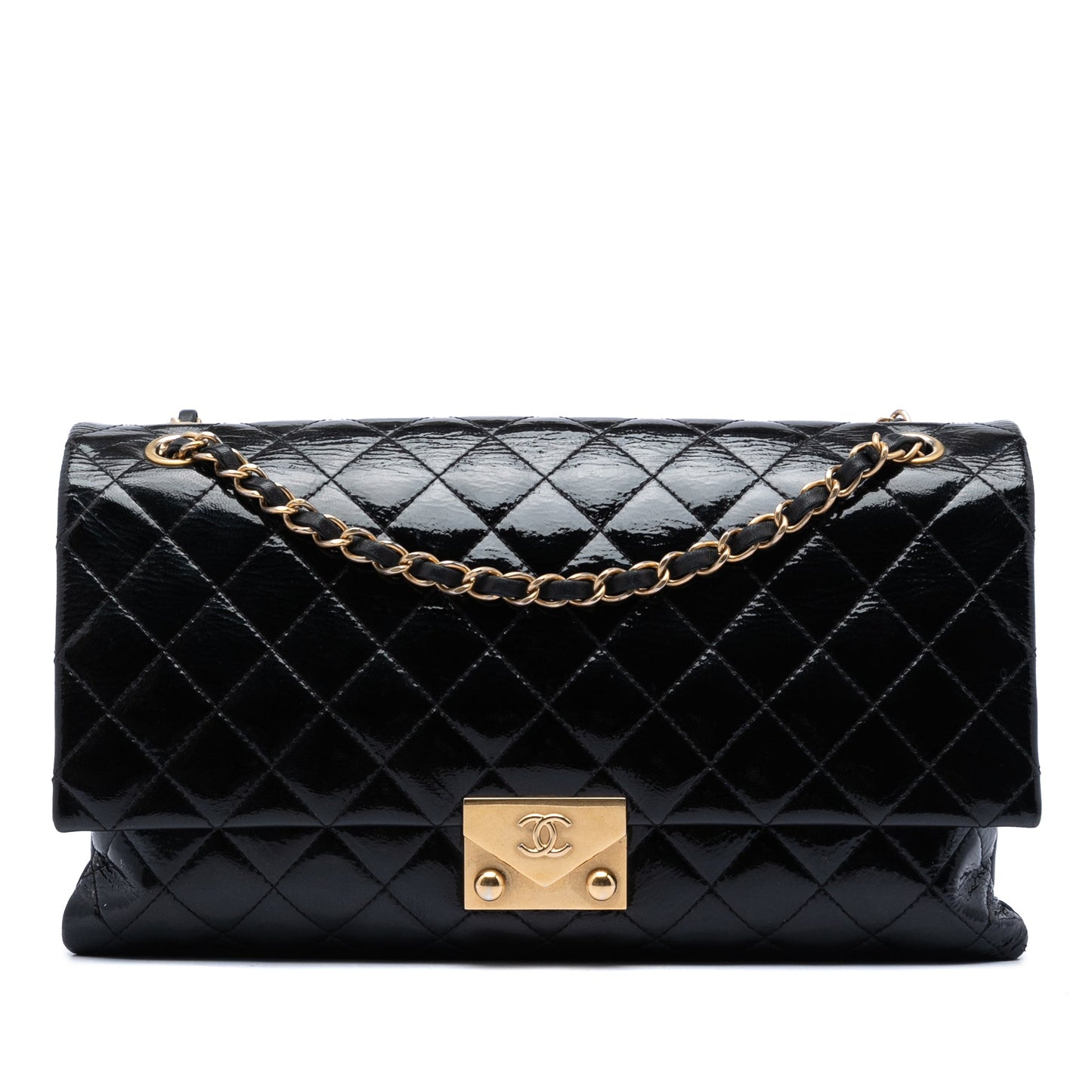 Chanel Quilted Crinkled Patent Pagoda Accordion Flap
