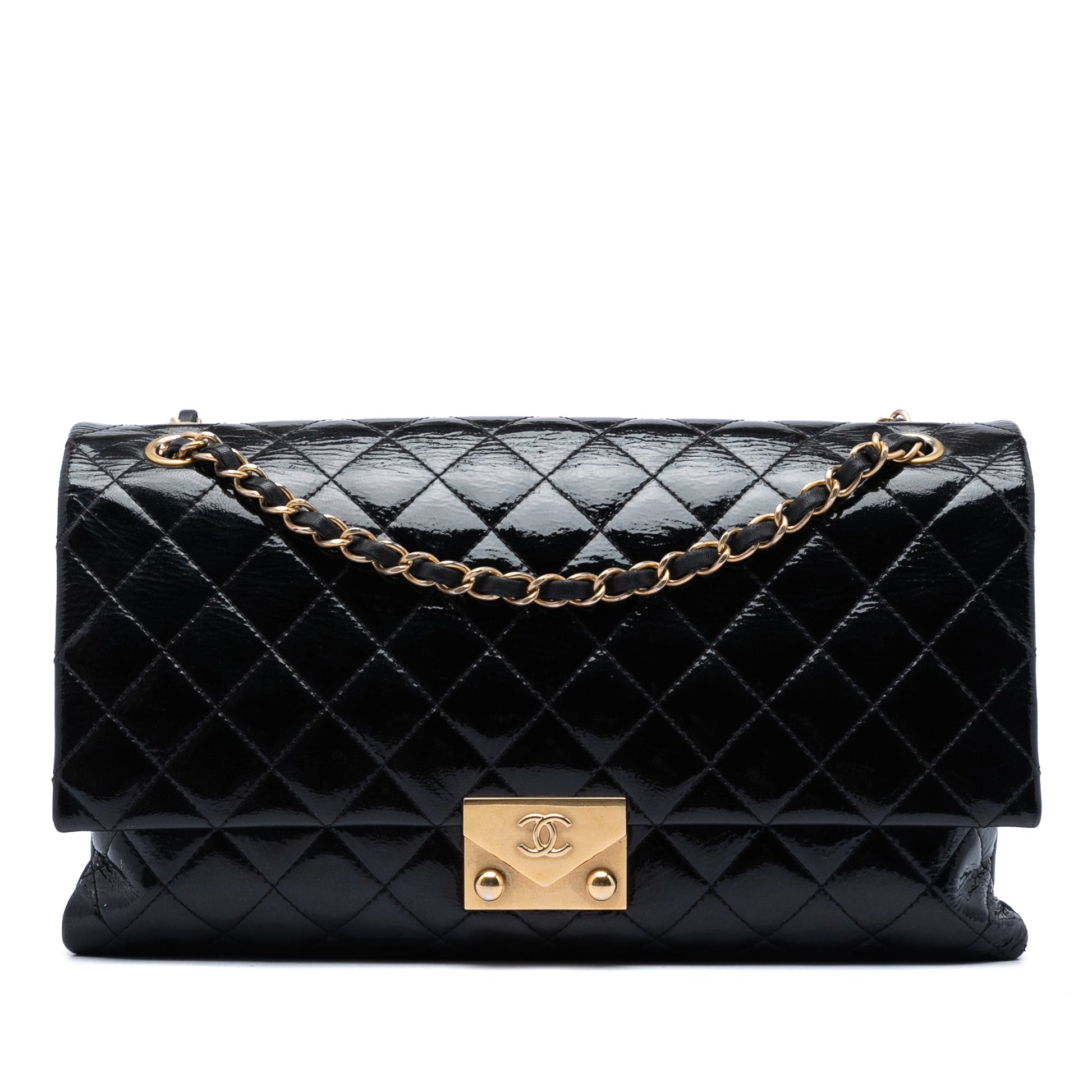 Chanel Quilted Crinkled Patent Pagoda Accordion Flap