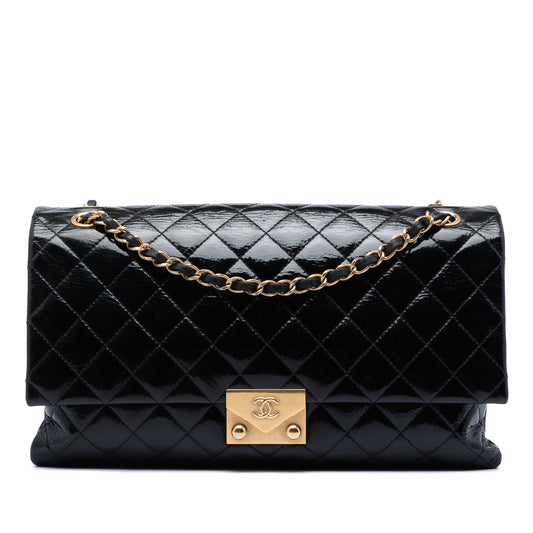Chanel Quilted Crinkled Patent Pagoda Accordion Flap