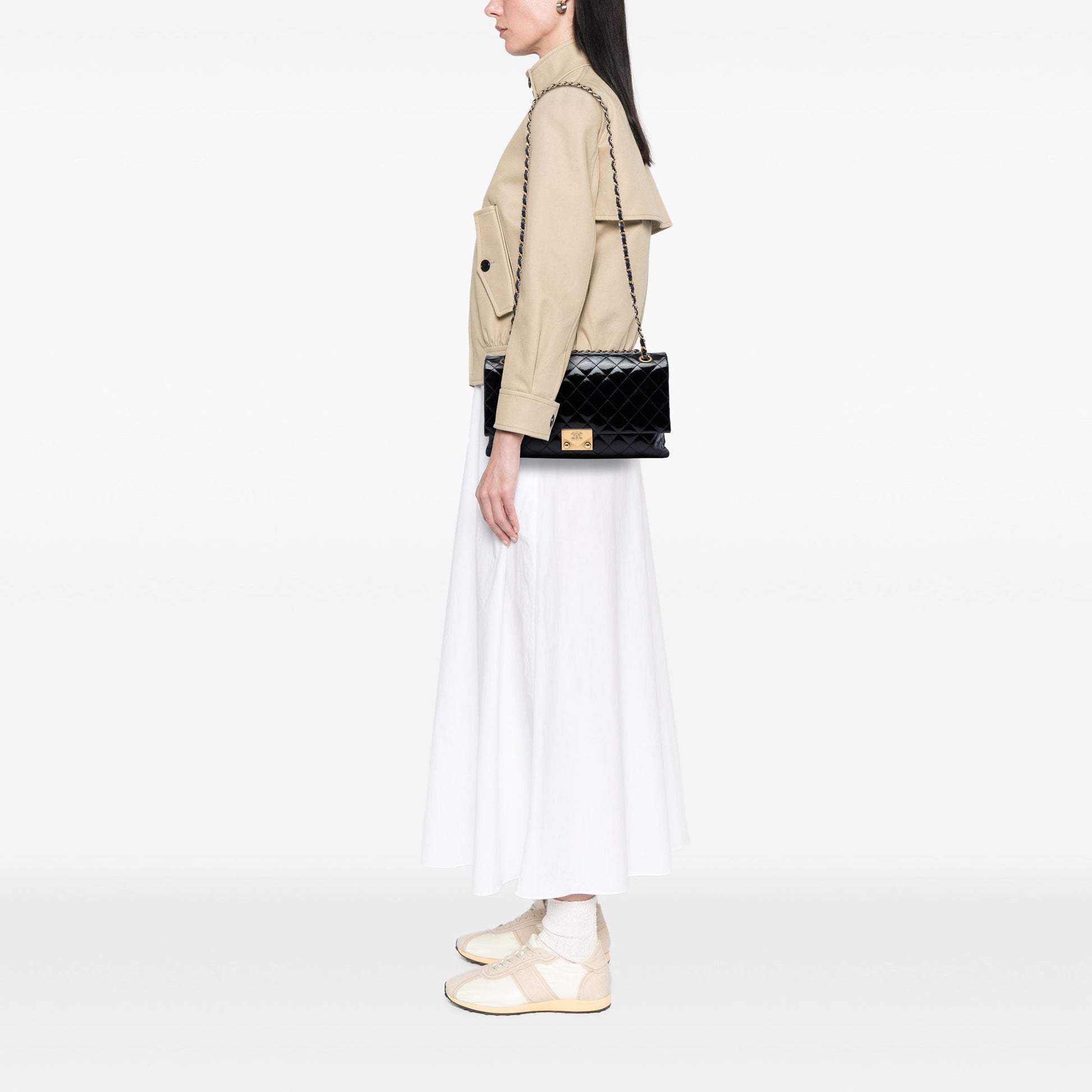 Chanel Quilted Crinkled Patent Pagoda Accordion Flap