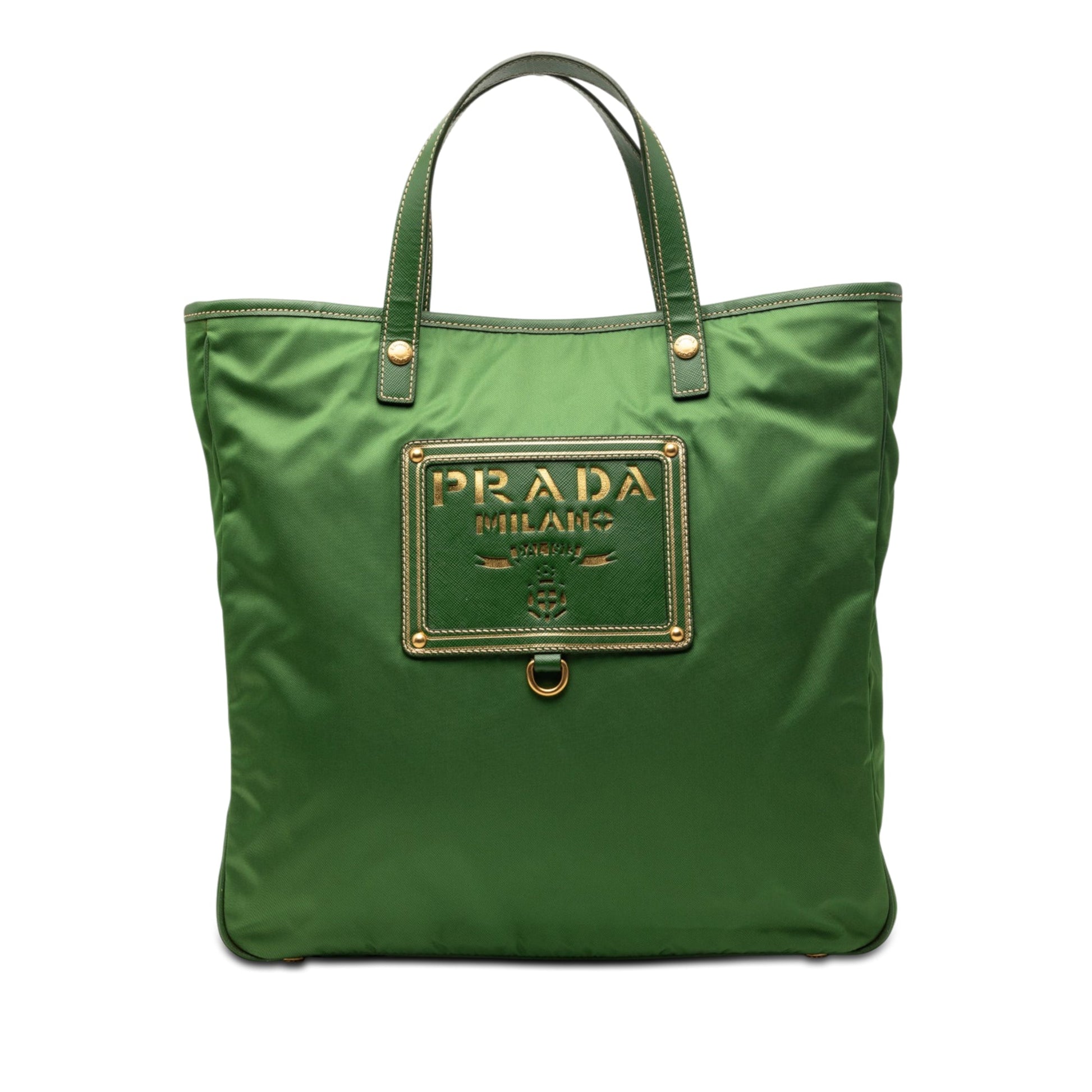 Prada Saffiano Trimmed Tessuto Logo Plate Convertible Tote