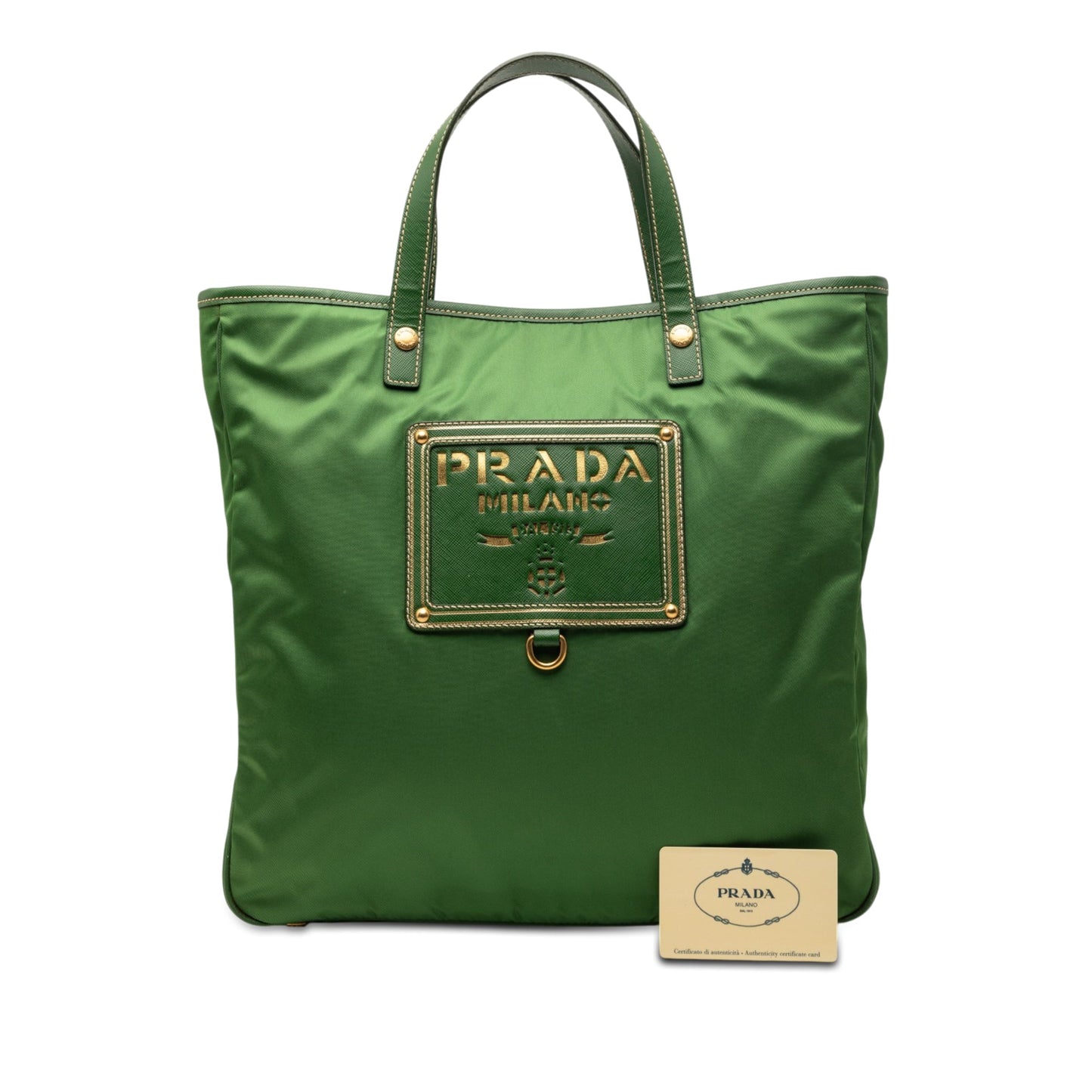 Prada Saffiano Trimmed Tessuto Logo Plate Convertible Tote