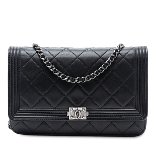 Chanel Quilted Lambskin Boy Wallet On Chain