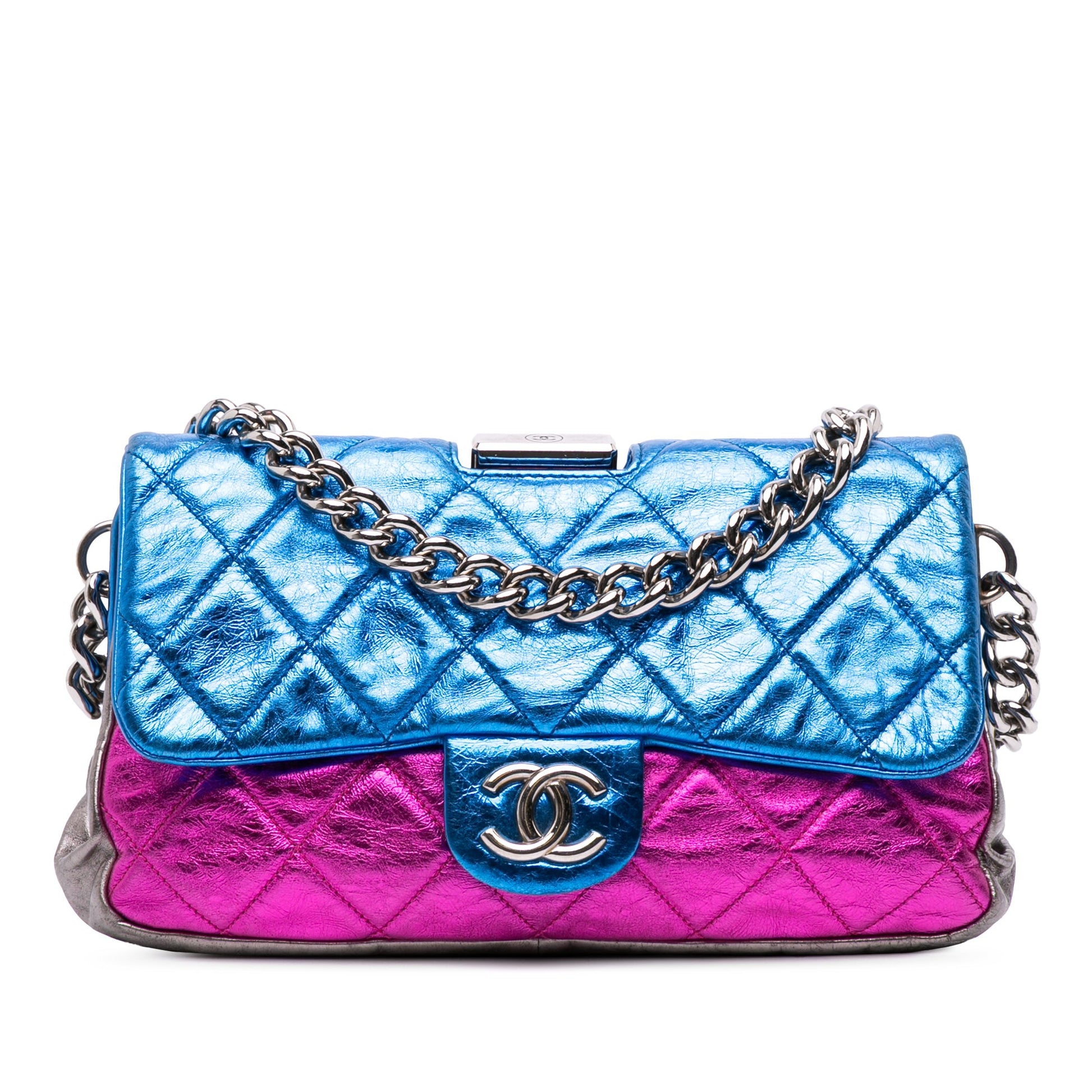 Chanel Multicolor Quilted Metallic Calfskin Modern Chain Flap Frame Bag