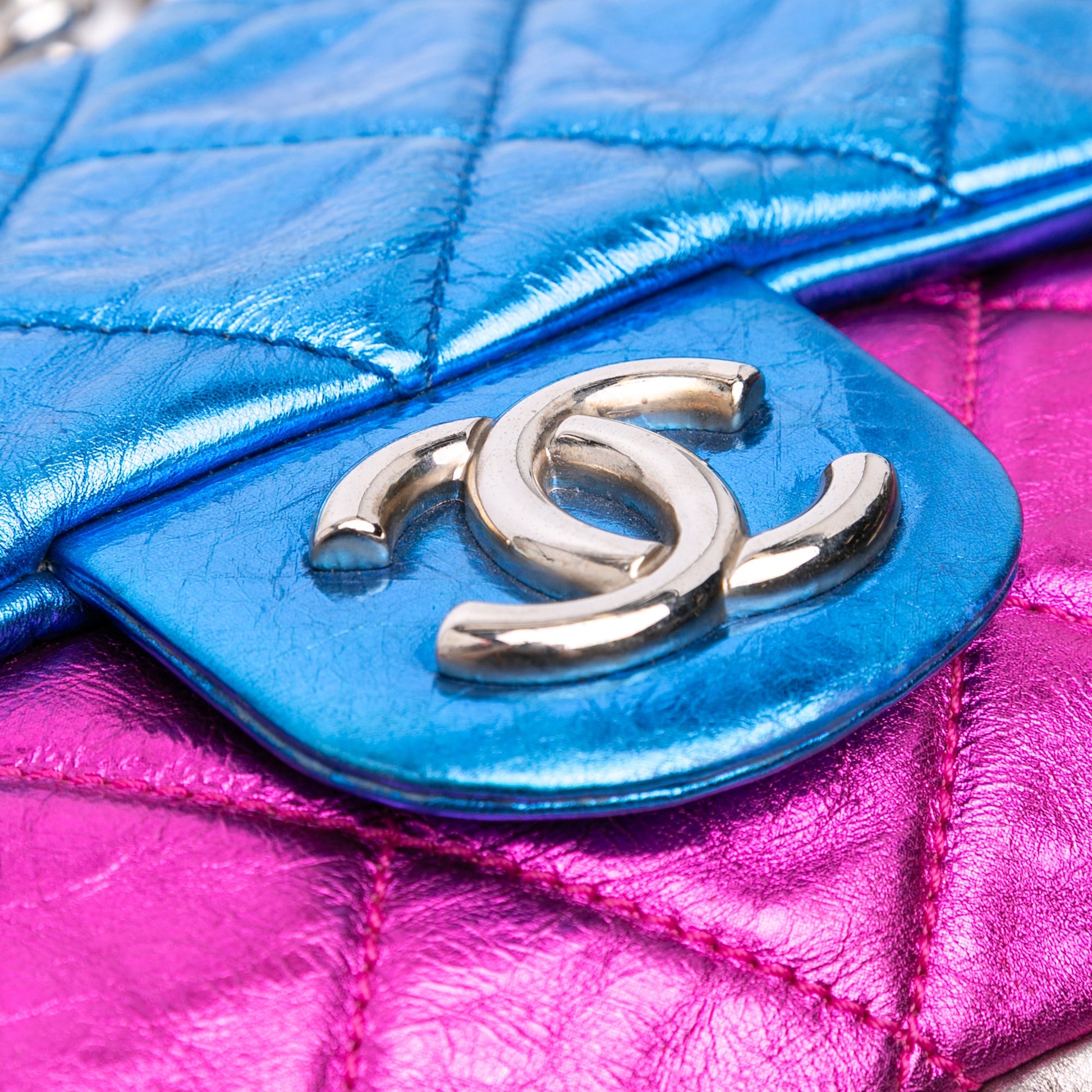 Chanel Multicolor Quilted Metallic Calfskin Modern Chain Flap Frame Bag
