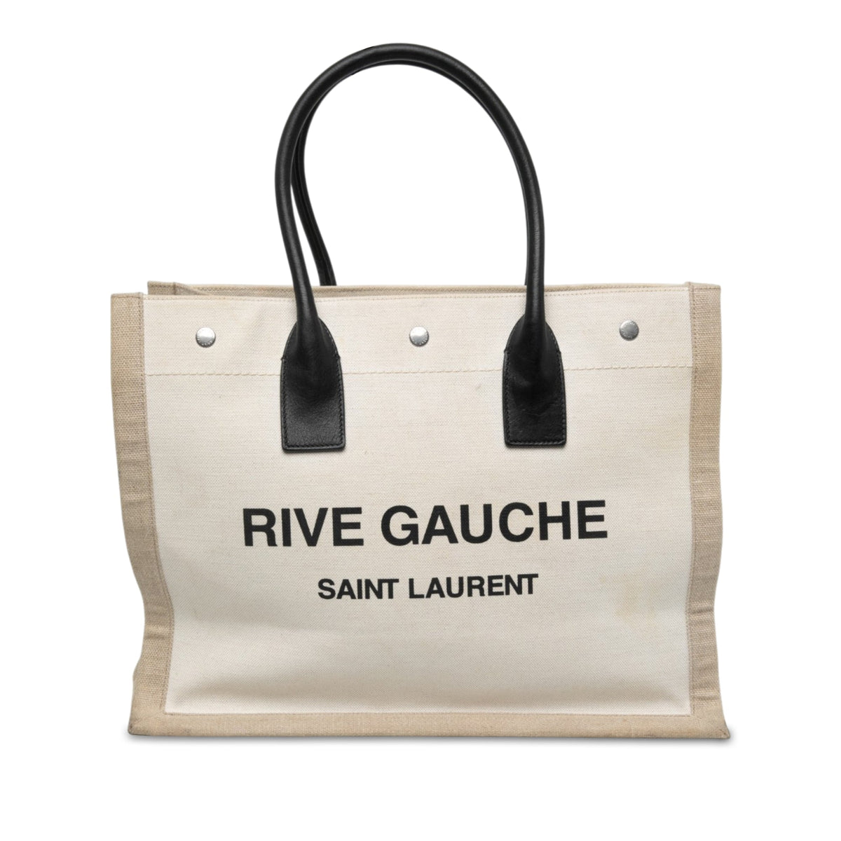 Saint Laurent Small Canvas Rive Gauche Tote — Beige