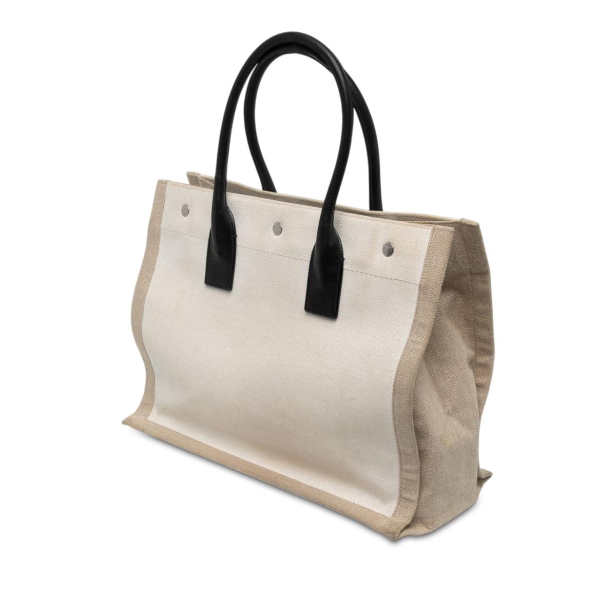Saint Laurent Small Canvas Rive Gauche Tote — Beige