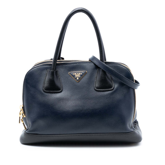 Prada Bicolor Soft Calf Double Zip Dome Satchel