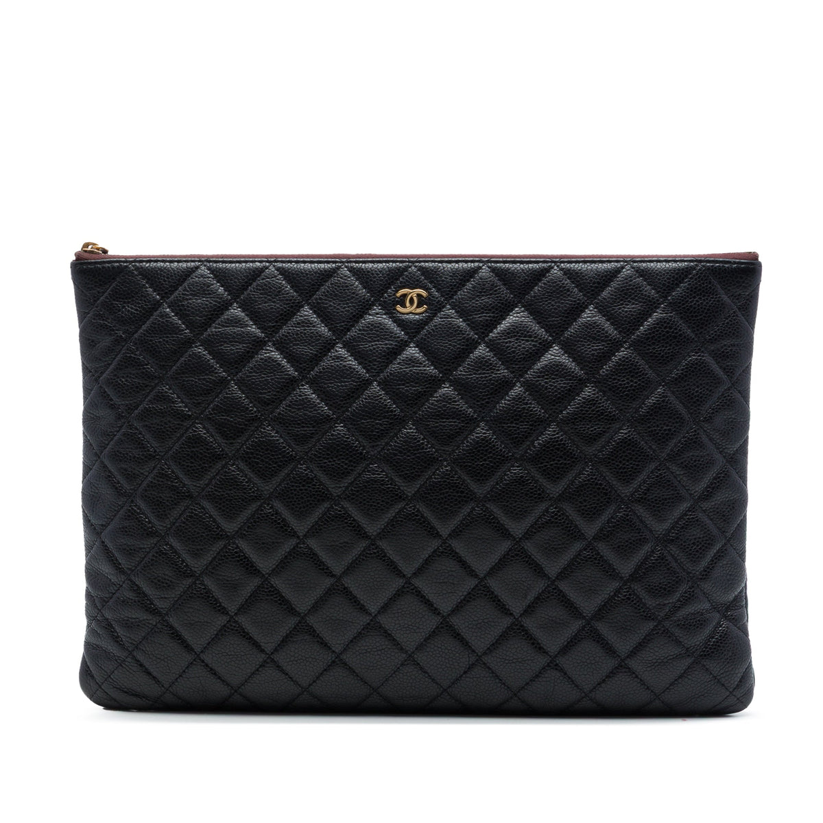 Chanel Large Quilted Caviar O Case Clutch