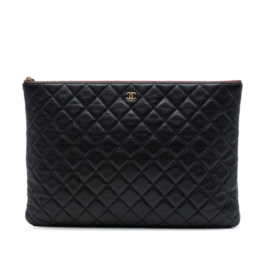 Chanel Large Quilted Caviar O Case Clutch
