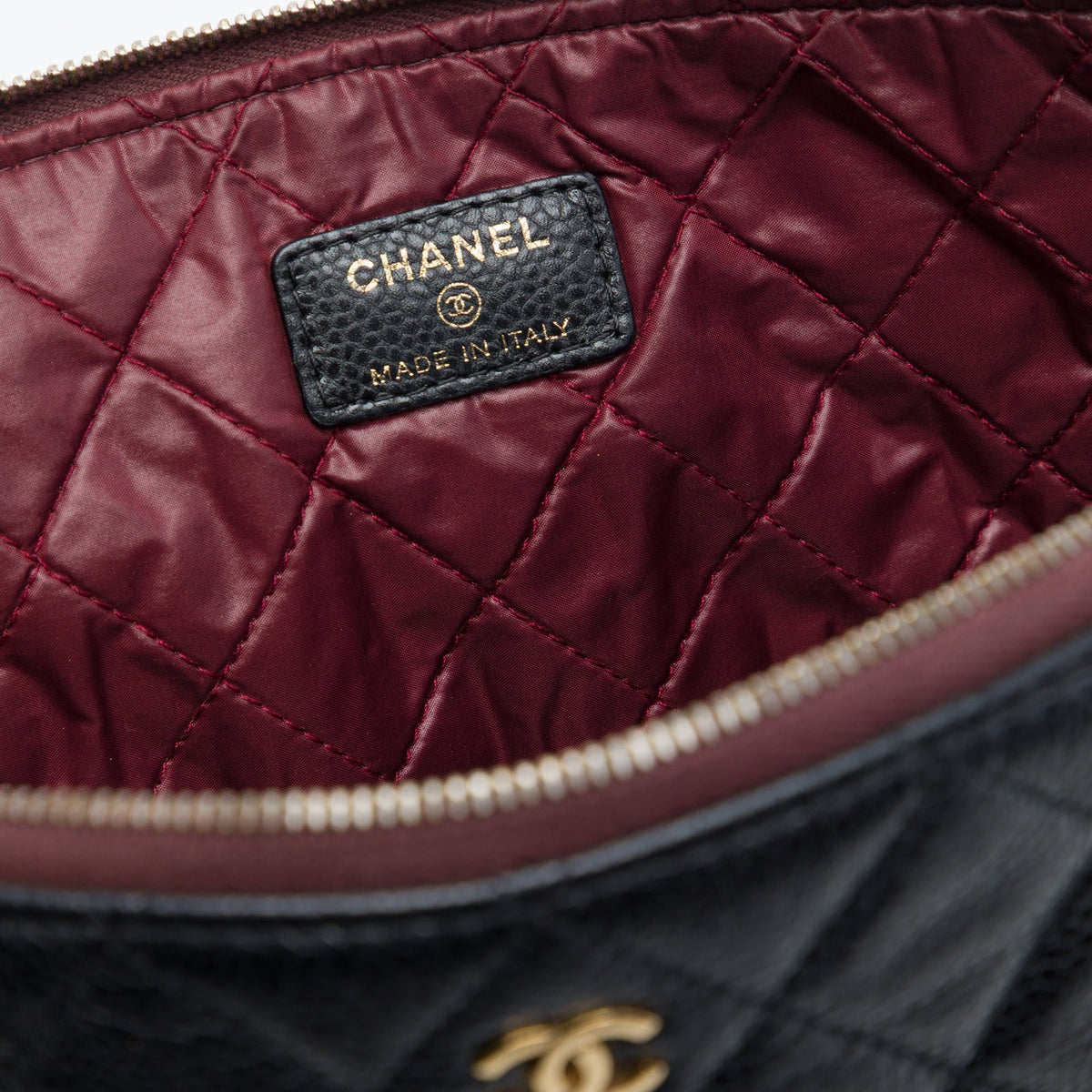 Chanel Large Quilted Caviar O Case Clutch