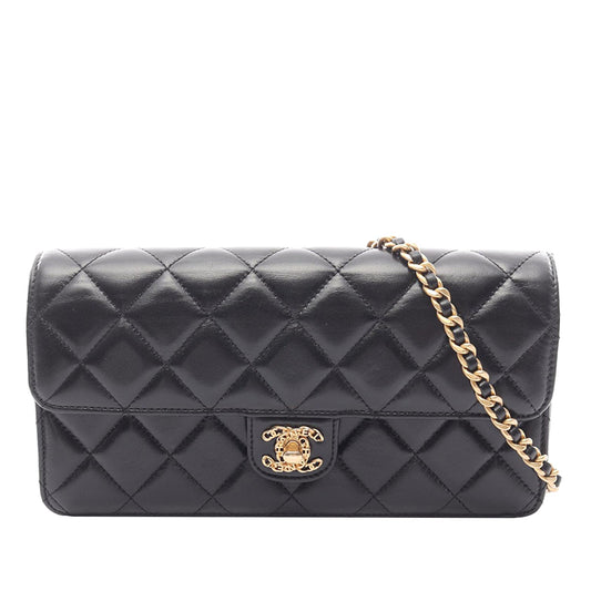 Chanel CC Quilted Lambskin East West Single Flap