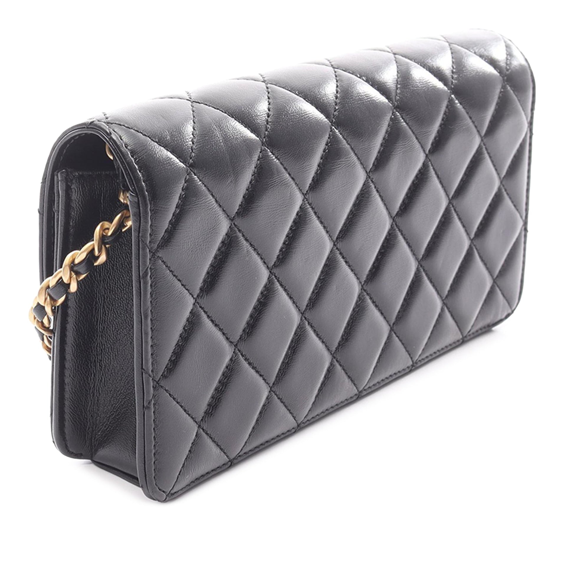 Chanel CC Quilted Lambskin East West Single Flap