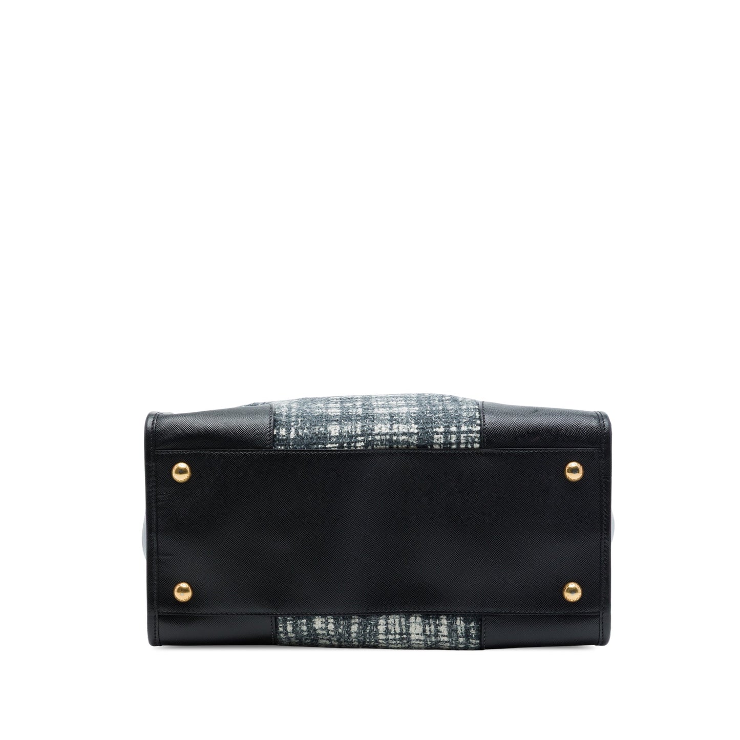 Prada Saffiano Trimmed Tweed Lux Shopping Tote