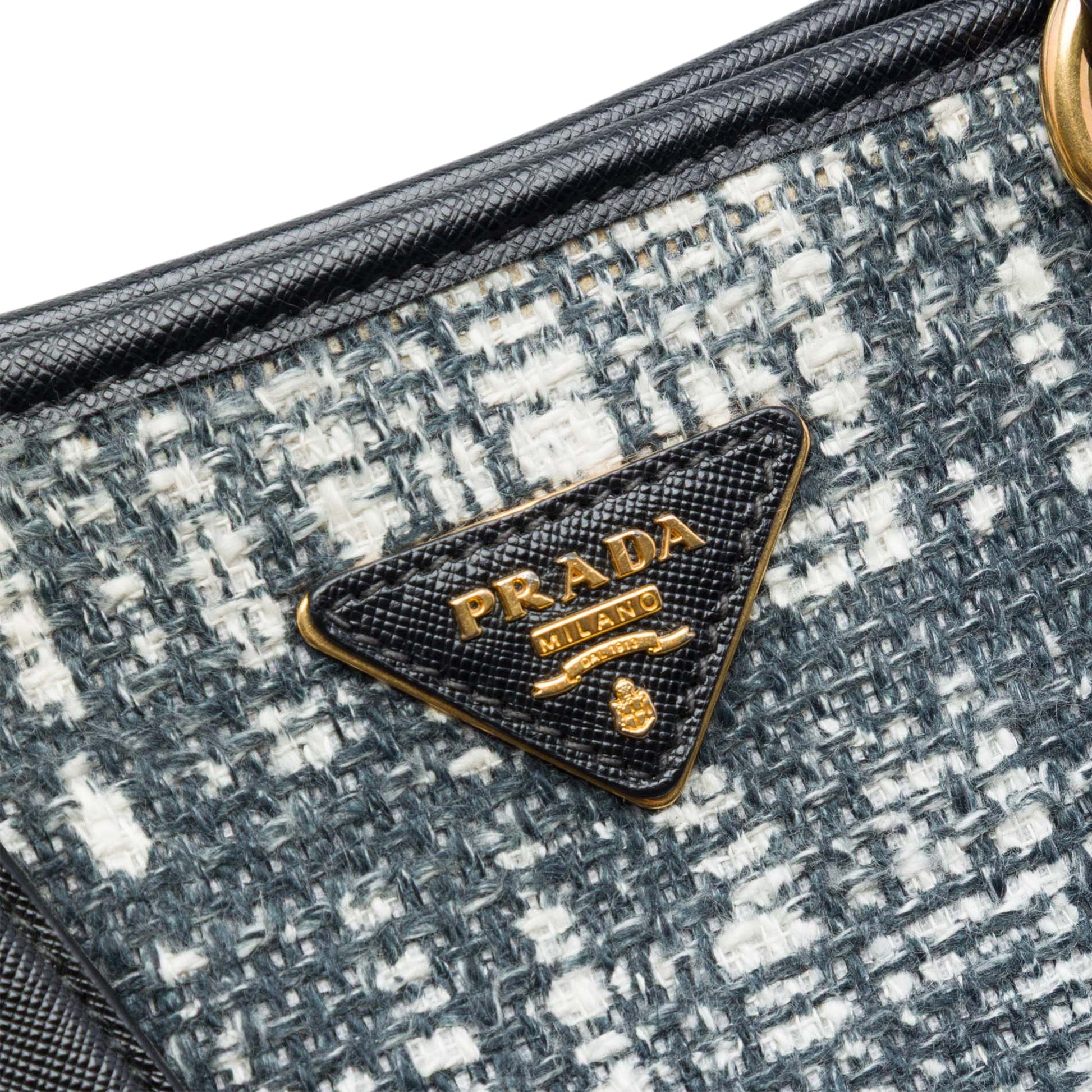 Prada Saffiano Trimmed Tweed Lux Shopping Tote