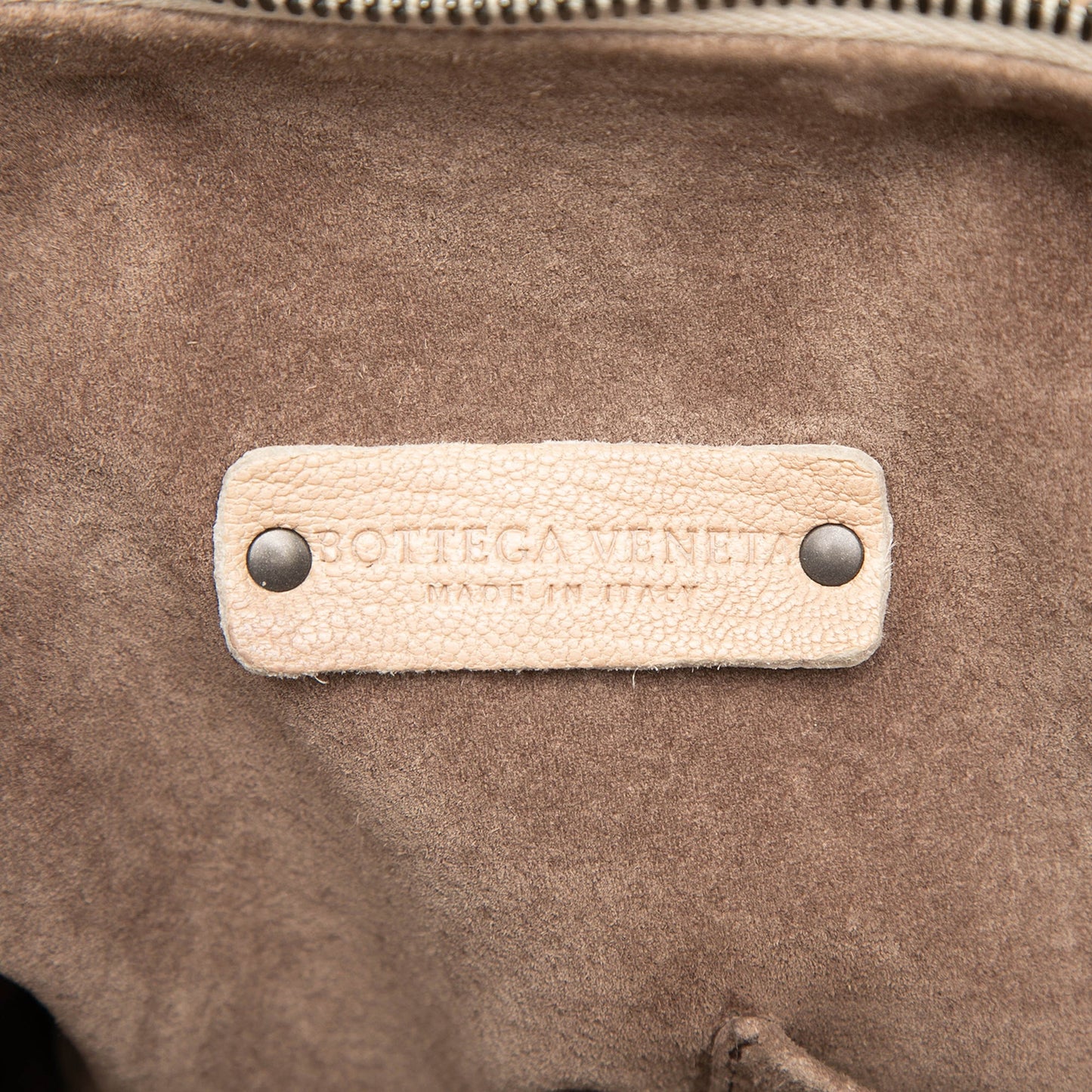 Bottega Veneta Intrecciato Trimmed Pebbled Lambskin Top Handle Bag